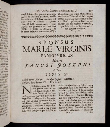285-300, 20. Panegyricus honori S. Josephi dictus Pisis.