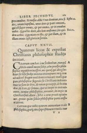 Caput XXVII. Quatenus liceat & expediat Christianis philosophiae studiis initiari.