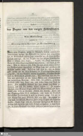 Ueber das Dogma von den ewigen Höllenstrafen : Eine Vorlesung gehalten im Theologischen Vereine zu Braunschweig