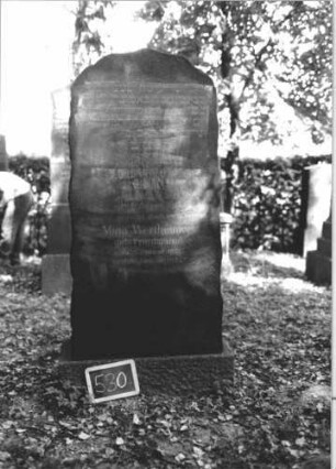 Grabstein 530 (Index: 100111555) Material: Granit Zustand: gut Maße HxBxT: 177x74x32 cm Beschreibung: Stele mit unscharften Konturen, Sockel, Segmentbogenabschluß Besonderheit: Doppelgrab: Grabstein 530