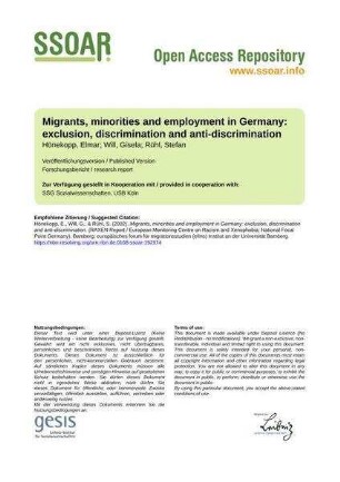 Migrants, minorities and employment in Germany: exclusion, discrimination and anti-discrimination