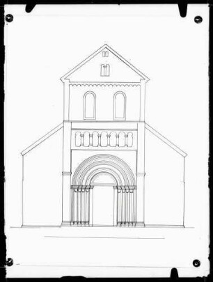 Westfront der Basilika ergänzt (Zeichnung)