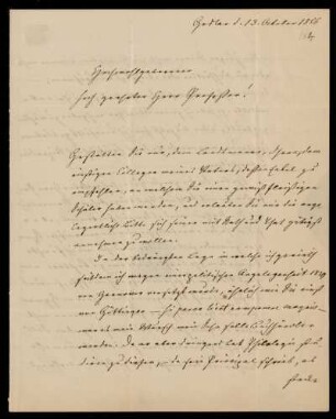 Brief von Gustav Himly an Heinrich Ewald. Goslar, 13.10.1856