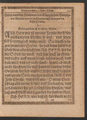 Gebet aus den Psalmen des Königlichen Propheten Davids/ wieder die schweren anfechtungen des bösen Feindes.