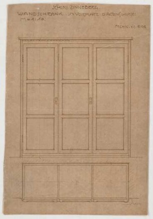 Thiersch, Friedrich von; Glonn (Obb.); Schloss Zinneberg - Altes Schloss - Wandschrank im Vorplatz (Ansichten)