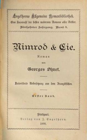 Nimrod & Cie. : Roman, 1