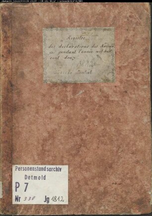 Zivilstandsregister der Mairie Lembeck (Geburten 1812). (Gemeinde: Lembeck, Kreis Recklinghausen)