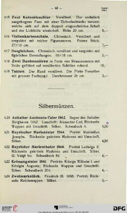 Silbermünzen (Nr. 620-628)