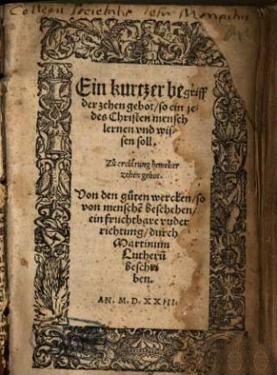 Ein kurzer Begriff der zehen Gebote