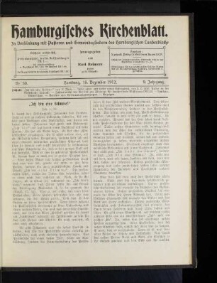 Nr. 50. Hamburg, 15. Dezember 1912. 9. Jahrgang.