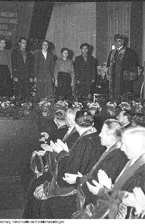 Studenten, u.a.: Dresden, Wohnheim Reichsstraße (Fritz-Löffler-Straße), Juni 1955
