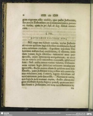 §. VIII. Ratio Legis Falcidiae Nova