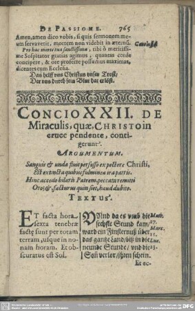 Concio XXII. De Miraculis, quae, Christo in cruce pendente, contigerunt