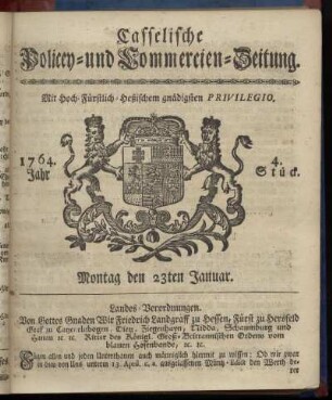 4. Stueck, Montag den 23ten Januar 1764