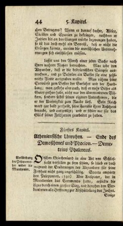 Fünftes Kapitel. Atheniensische Unruhen - Ende des Demosthenes und Phocion - Demetrius Phalcreus