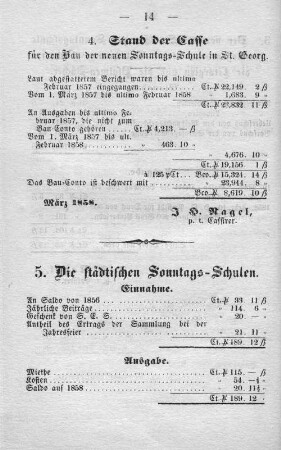 5. Die städtischen Sonntags-Schulen.