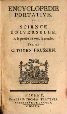 Encyclopédie portative ou science universelle