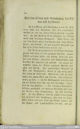 Von den Sitten und Gebräuchen der Dänen und Holsteiner