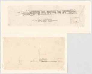 Thiersch, Friedrich von; Wiesbaden; Kurhaus - 1. Zeichnung: Sitzbänke am Nizzaplätzchen (Perspektive) 2. Zeichnung: Details