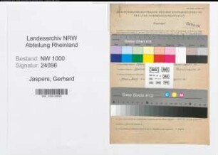 Entnazifizierung Gerhard Jaspers, geb. 26.12.1897 (Postsekretaer)