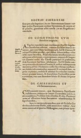De Caeremoniis Et usu Sacramentorum.