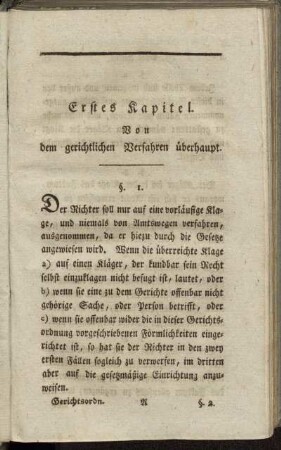 Erstes Kapitel. Von dem gerichtlichen Verfahren überhaupt.