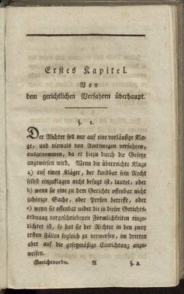 Erstes Kapitel. Von dem gerichtlichen Verfahren überhaupt.