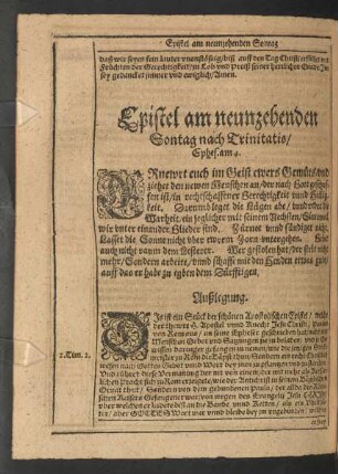 Epistel am neunzehenden Sontag nach Trinitatis/ Ephes. am 4.