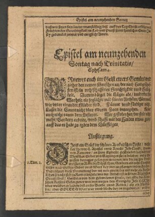 Epistel am neunzehenden Sontag nach Trinitatis/ Ephes. am 4.