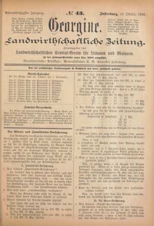 Achtundfünfzigster Jahrgang. No. 43. Insterburg, 23. Oktober 1890.