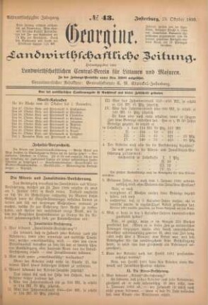 Achtundfünfzigster Jahrgang. No. 43. Insterburg, 23. Oktober 1890.
