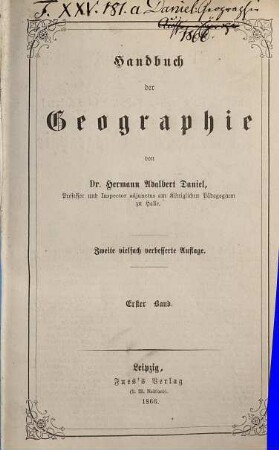 Handbuch der Geographie, 1. Allgemeine Geographie, die außereuropäischen Erdtheile