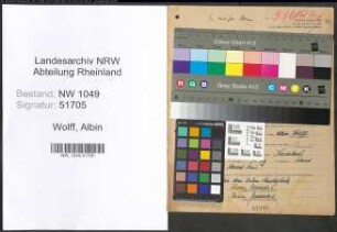Entnazifizierung Albin Wolff , geb. 24.02.1910 (Kaufmaennischer Angestellter)