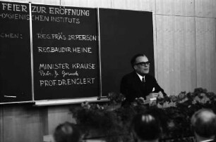 Freiburg, Lehen: Einweihung des Tierhygienischen Instituts, Ansprache: Innenminister Krause