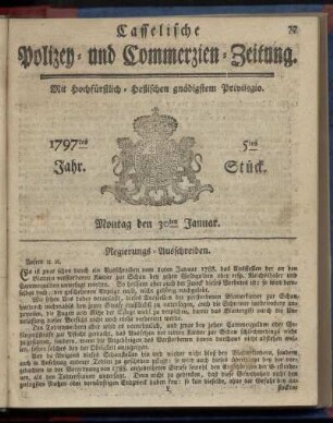 5tes Stueck, Montag den 30ten Januar 1797