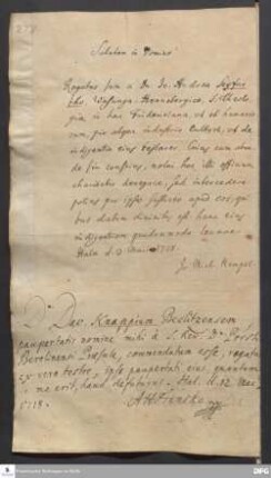 Testimonium von August Hermann Franckes für David Knapp.