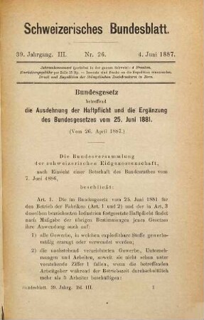 Bundesblatt. 39. 1887, 3
