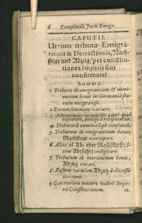 Caput II. Utrum tributa Emigrationis & Detractionis, Nachsteur [...] confirmata?