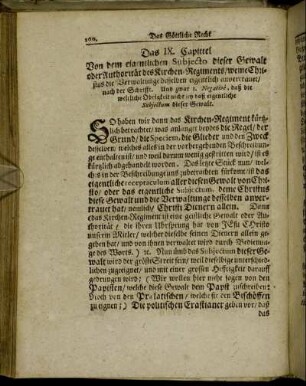 Das IX. Capittel. Von dem eigentlichen Subjecto dieser Gewalt oder Authorität des Kirchen Regiments [...]