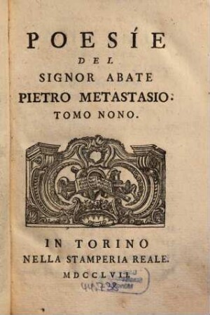 Poesie del Signor Abate Pietro Metastasio. 9