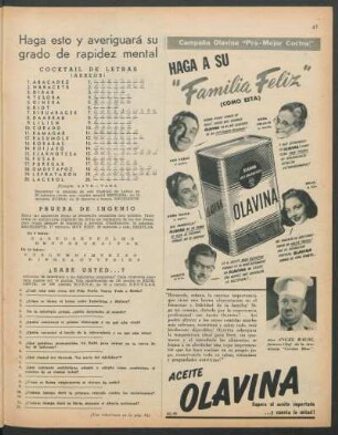 Haga esto y averiguará su grado de rapidez mental : Cocktail de letras [y] Prueba de ingenio [y] ¿Sabe usted...?