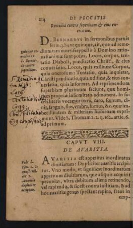 Caput VIII. De Avaritia