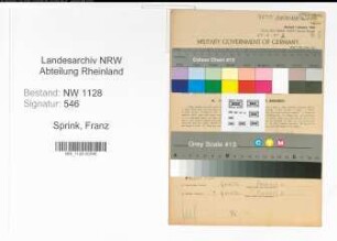 Entnazifizierung Franz Sprink , geb. 26.01.1915 (Polizist)