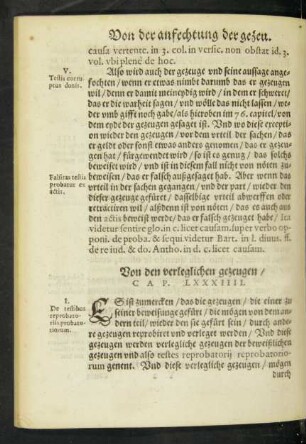 Von den verleglichen gezeugen/ Cap. LXXXIIII.