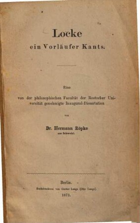 Locke ein Vorläufer Kants