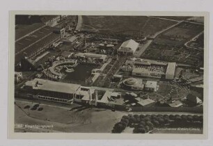 Vergnügungspark. Fliegeraufnahme Junkers-Luftbild : Internationale Pelz- und Jagd-Ausstellung Leipzig 1930 - 31. Mai bis 30. September