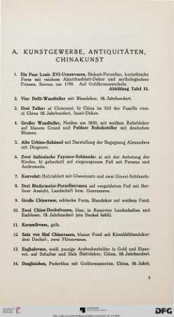 A. Kunstgewerbe, Antiquitäten, Chinakunst (Nr. 1-91)