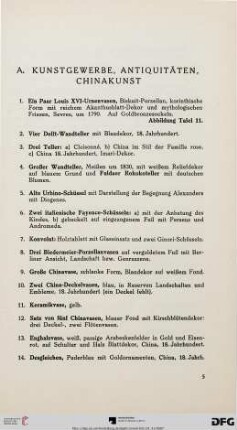 A. Kunstgewerbe, Antiquitäten, Chinakunst (Nr. 1-91)