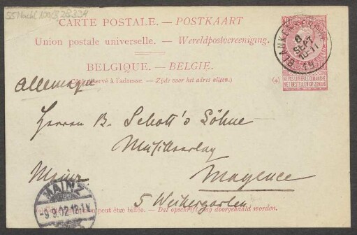 Brief an B. Schott's Söhne : 08.09.1902