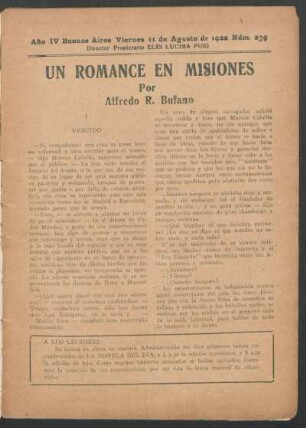 1922023900: Un romance en Misiones
